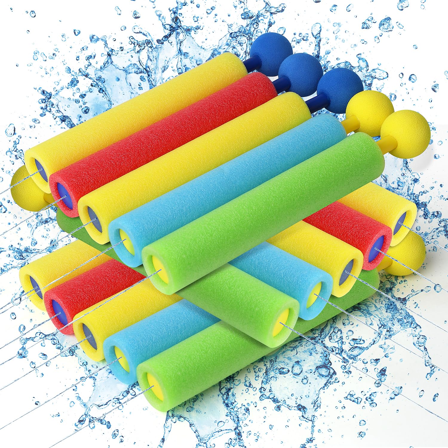 Lehoo Castle Pistola de Agua, 16PCS Pistola de Agua de Espuma EVA, 9.1m de Alcance, Piscina Juguetes para Batalla, Playa, Juego al Aire Libre