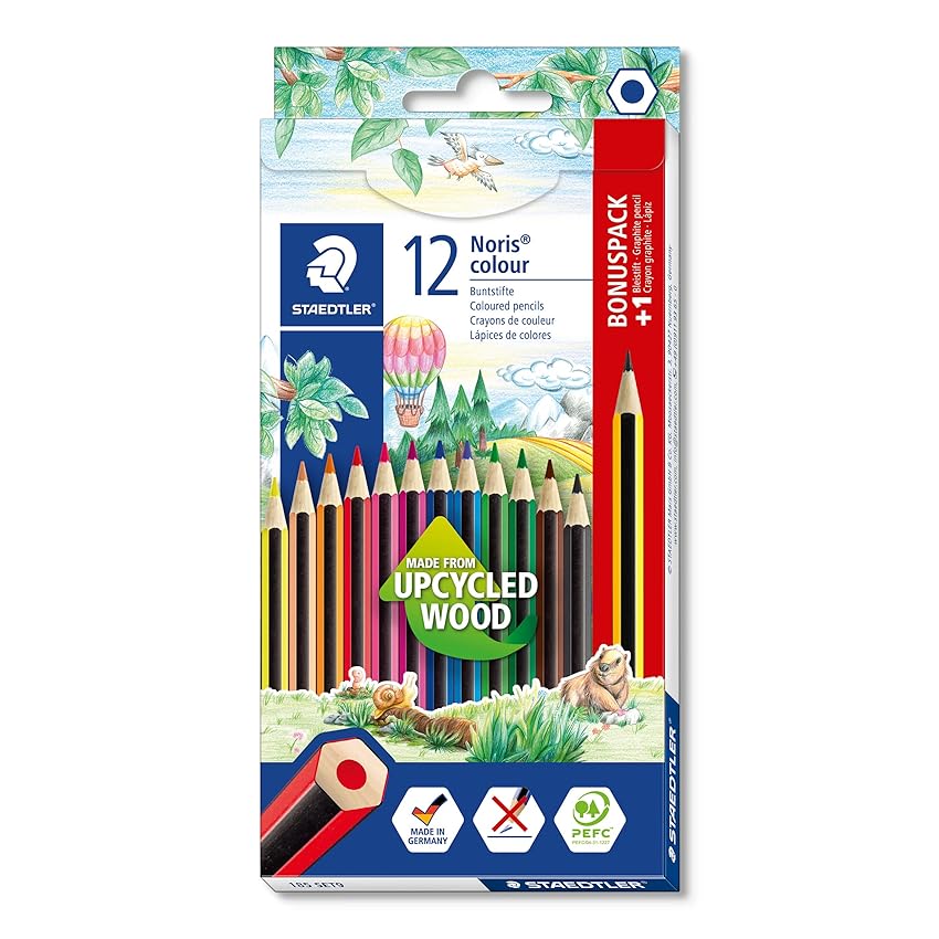 STAEDTLER 185 SET9 - Matite colorate Noris, colori assortiti, confezione da 12 + 1 Noris Graphite HB