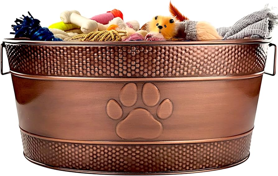 Amazon.com: BREKX Indestructible Metal Dog Toy Bin - Copper