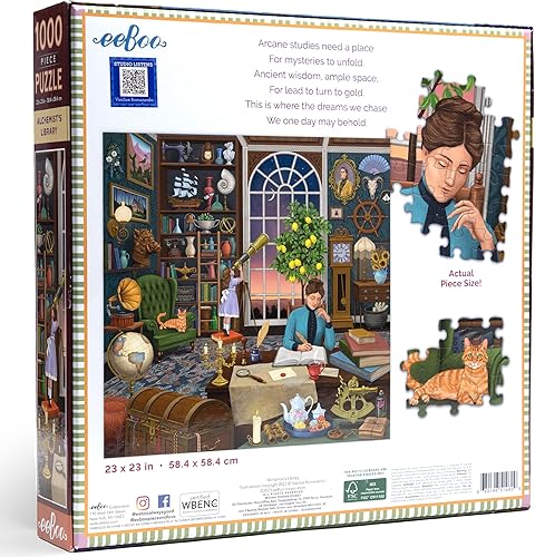 Miniatura 3 de eeBoo Piece & Love Alchemist's Library - Rompecabezas de 1000 piezas - Rompecabezas cuadrado para adultos, 23 x 23, incluye inserto de referencia de