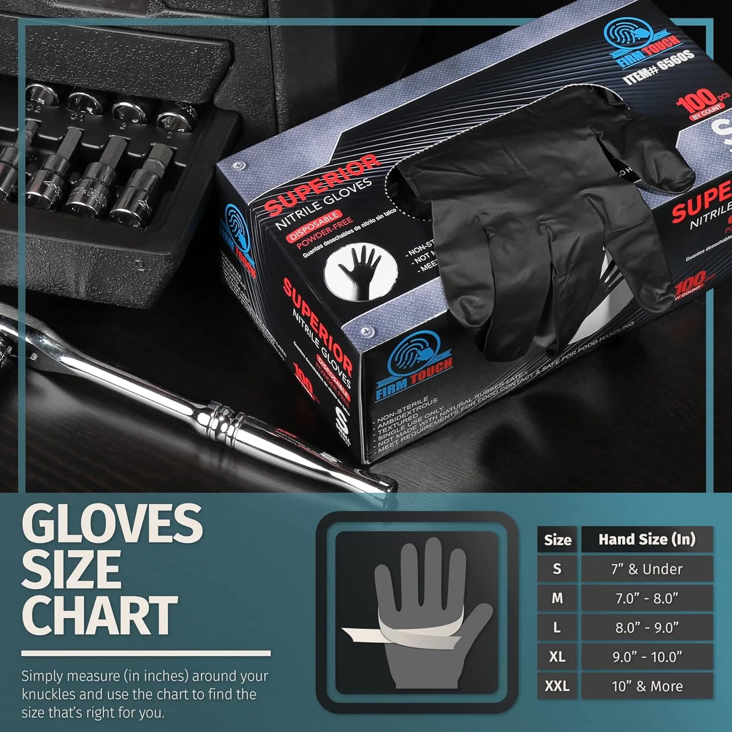Glove Station Nitrile Disposable Gloves - 10 boxes, 100 count/box, Powder-Free, Latex-Free, Textured Grip - Ideal for Cleaning, Cooking Use -Black - 6MIL - SM (1000 Count)