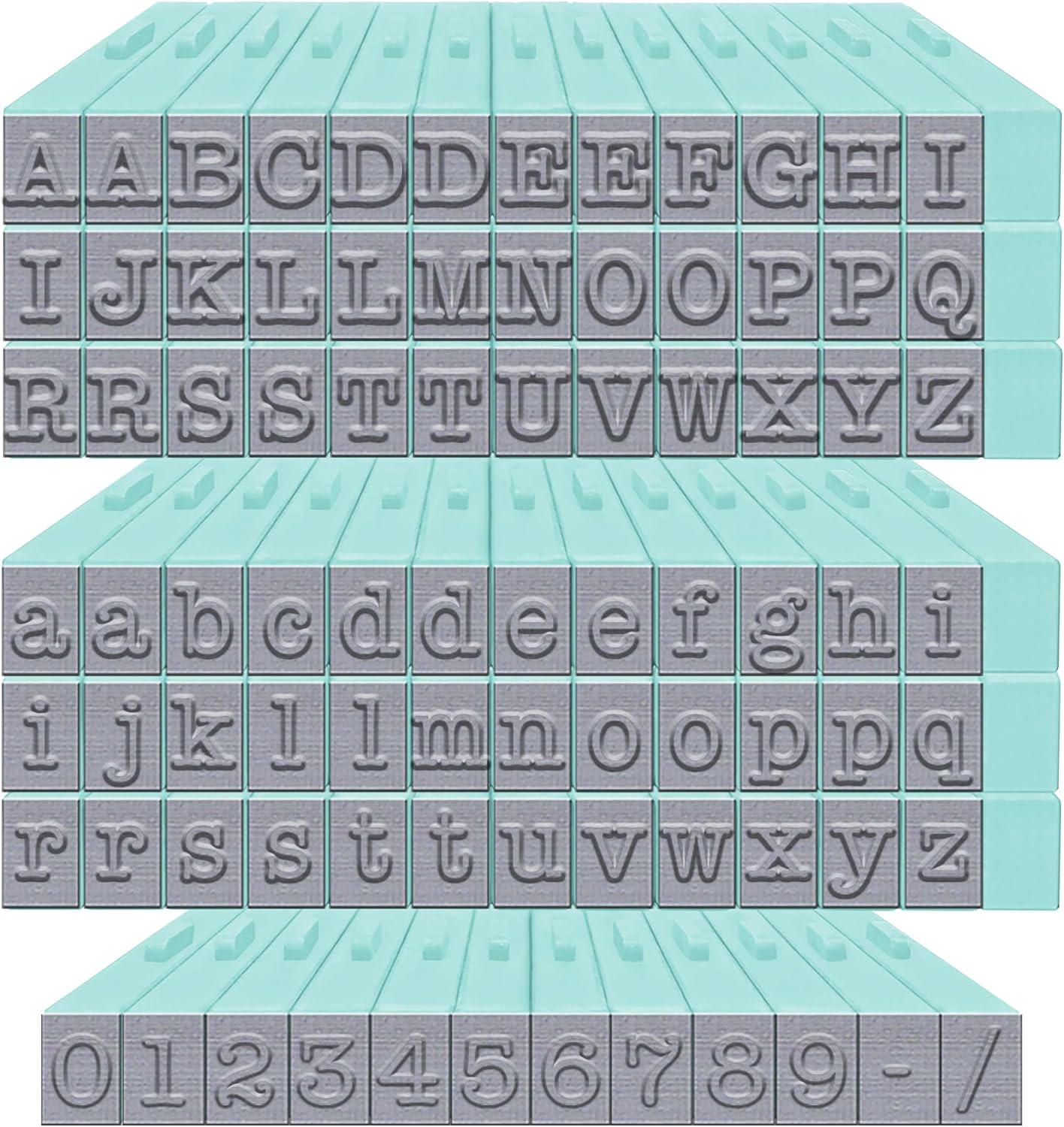 Pegz Clickable - Connectable Alphabet Stamps American Typewriter Font Uppercase, Lowercase & Numbers Medium Size 90 Pieces
