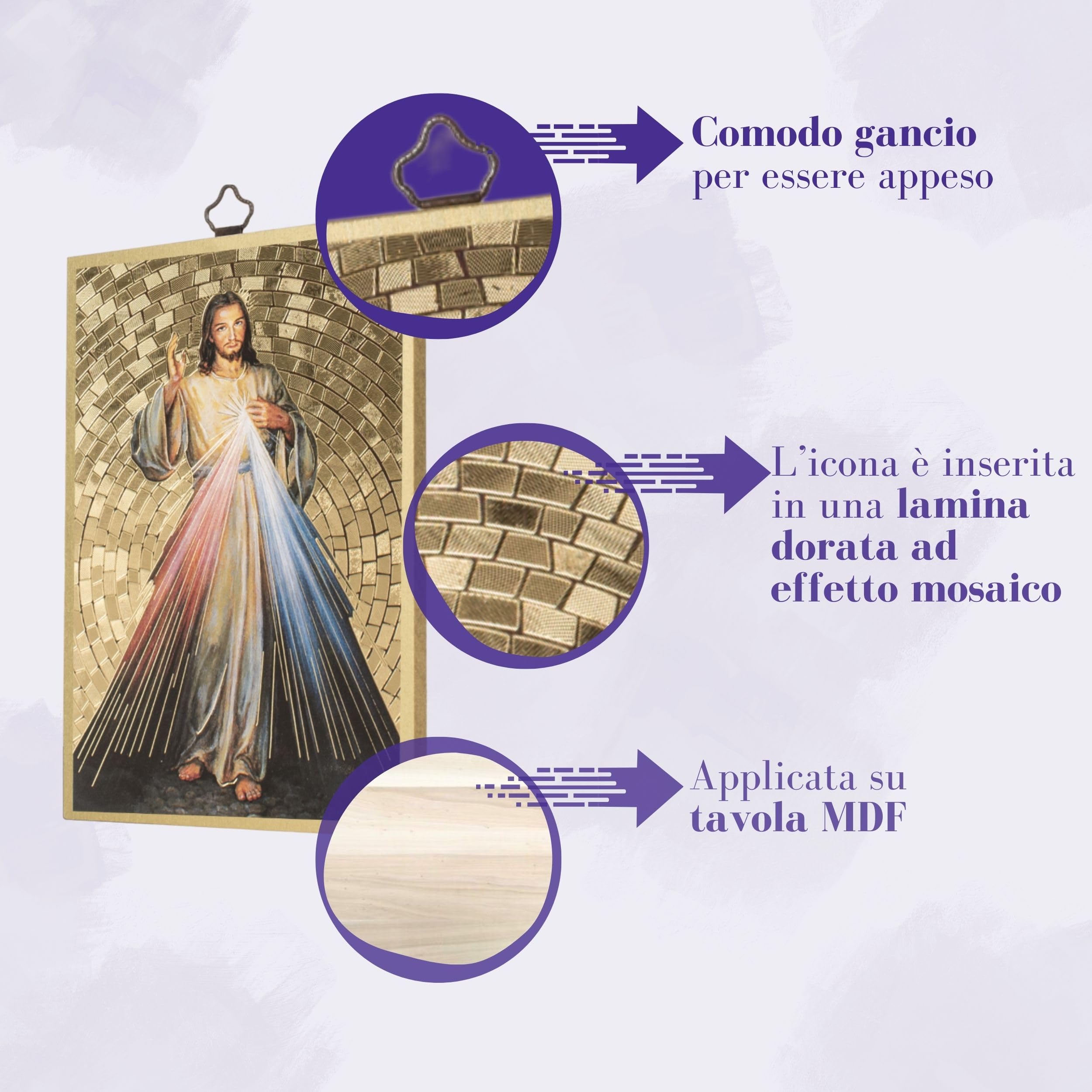 Neuvaine Sainte Rita Tableau Jésus Miséricordieux Proposte Religiose 30x40cm - Toile Effet Peinture Cadre Bois Italie Art Religieux Fabrication Italienne
