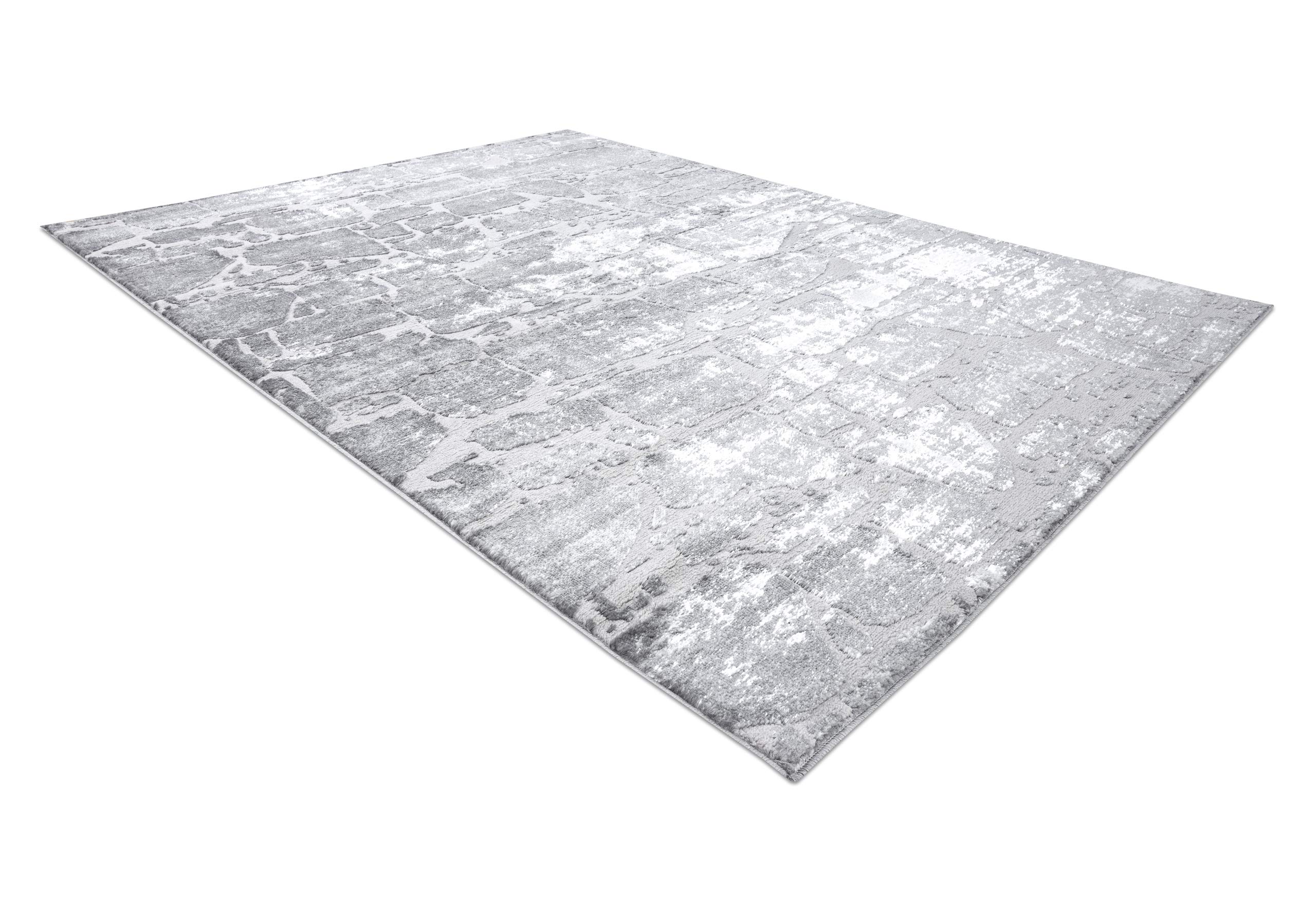 rugsx MEFE 6184 nowoczesny dywan do salonu, z cegły, strukturalny, dwa poziomy z włókniny, ciemnoszary, srebrny, wymiary 120 x 170 cm