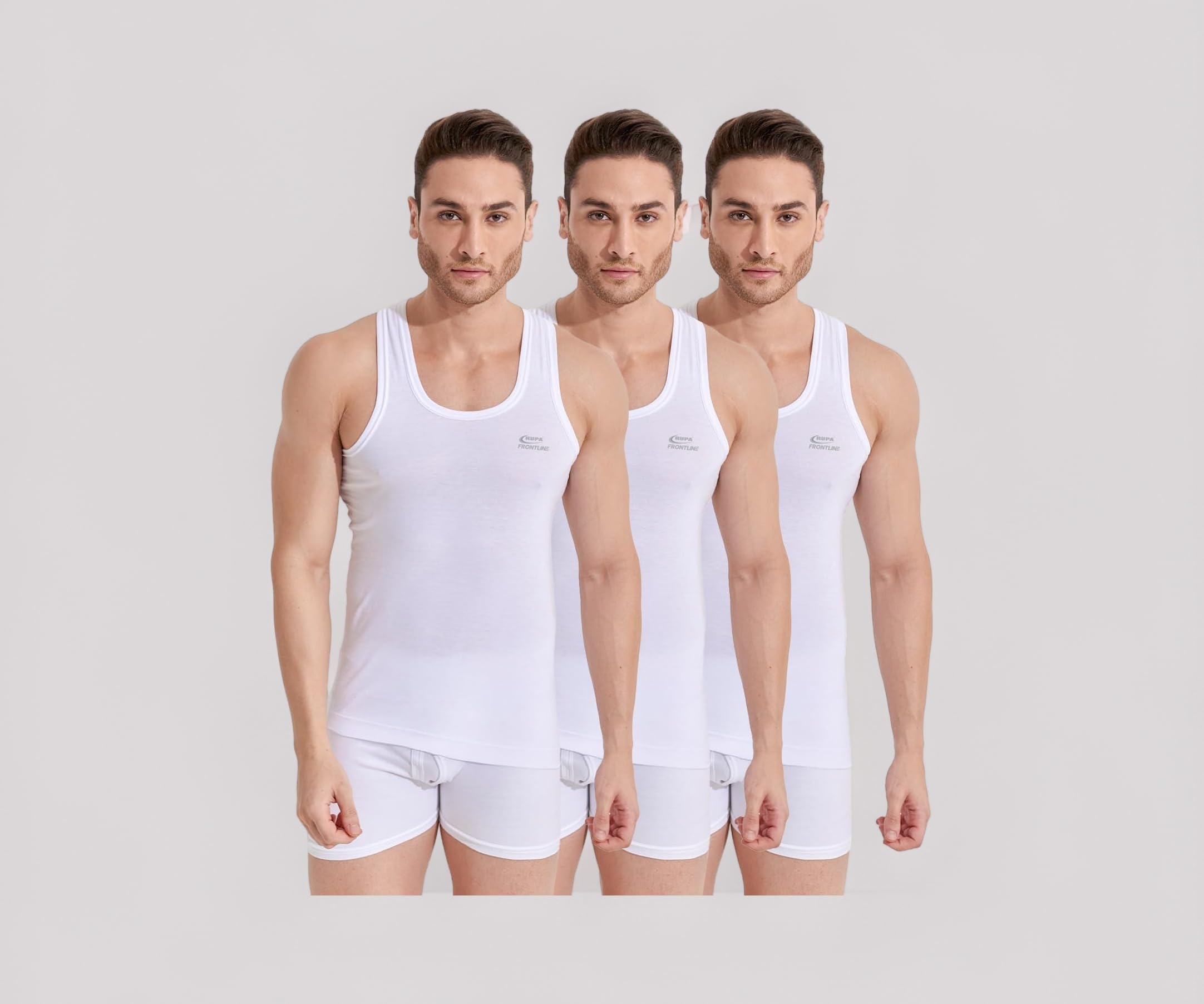 - Sleeveless Round Neck Vest for Men, 100% Cotton Material, Regular Fit, Pack of 3