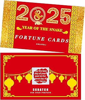 KMLIFE Chinese New Year, 2024 Year of The Snake Party Scratch Off Fortune Cards, Lottery Cards, Teller Fortune Cards for Spring Festival Lunar New Year Party Supplies, 30 Count