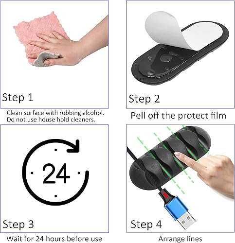 Miniatura 8 de Eco-Fused Kit organizador de cables - Gestión de cables - Soportes de cables con ranura, soportes de clip de cable autoadhesivos, bridas de cables