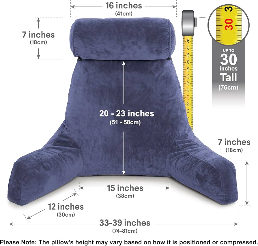 Husband Pillow - Dark Blue, Big Backrest Reading Bed Rest Pillow