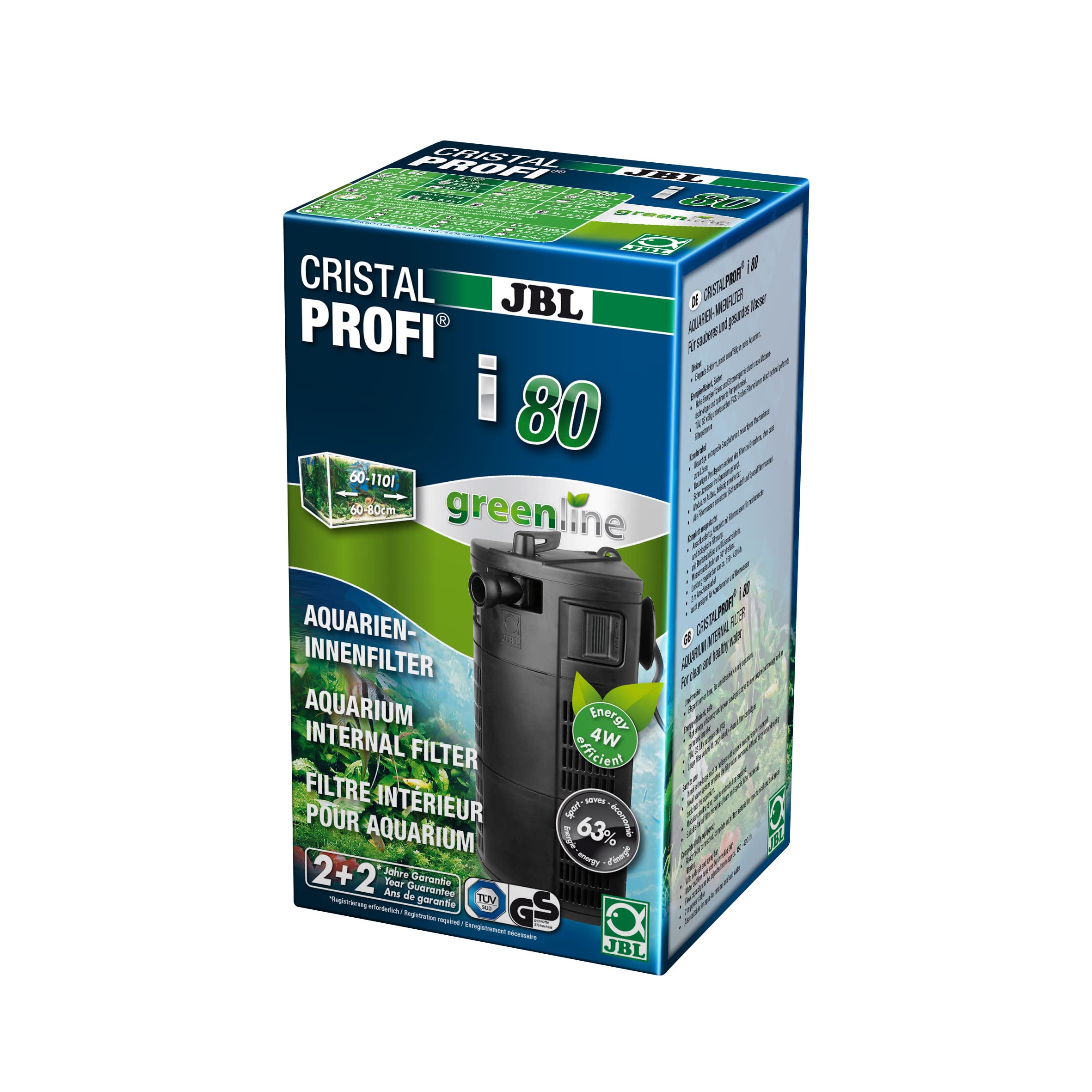 JBL CristalProf i80 greenline Energieeffizienter Innenfilter für Aquarien mit 60-110 L, 6097200