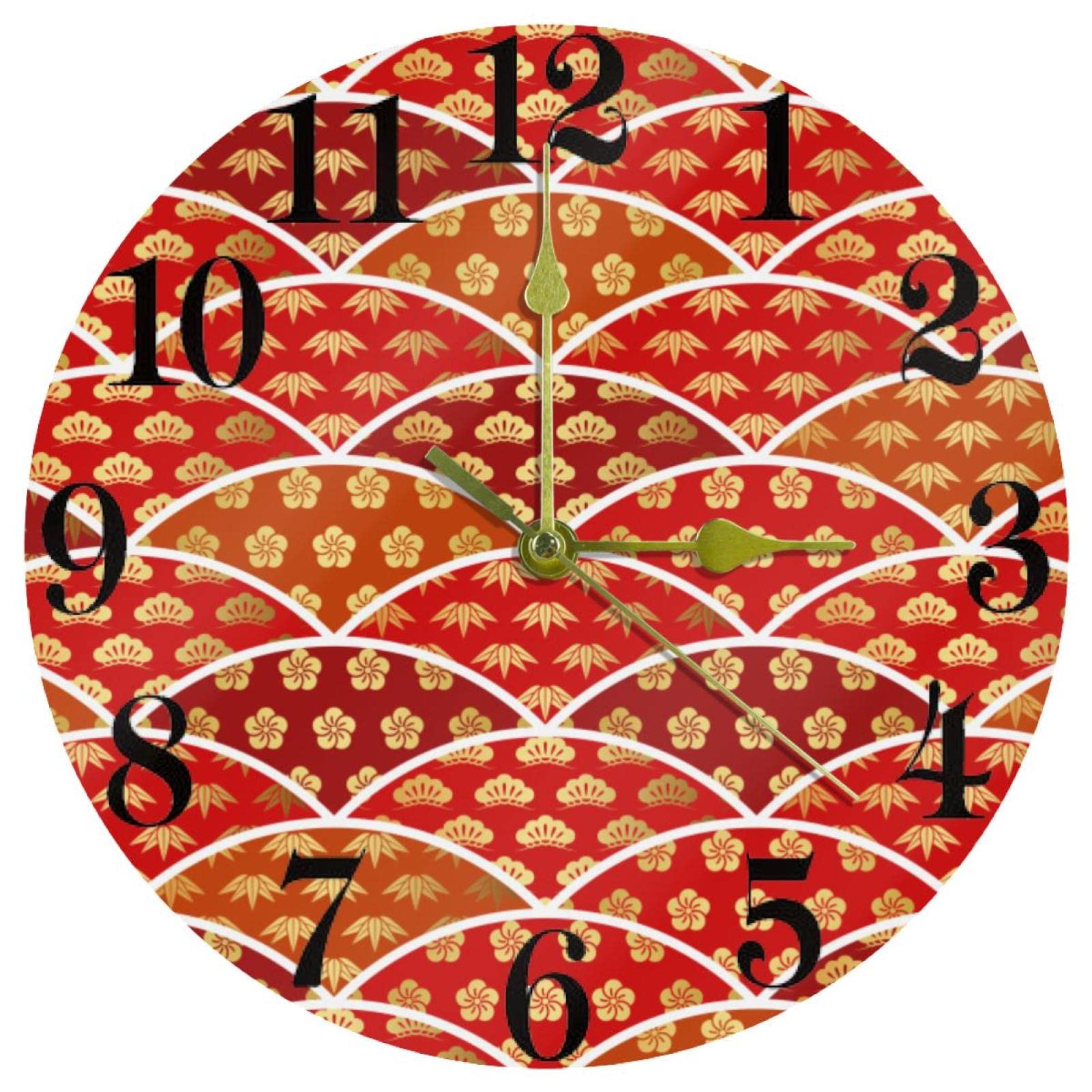 Horloge murale ronde et silencieuse sans tic-tac en bois de pin naturel de 25,4 cm