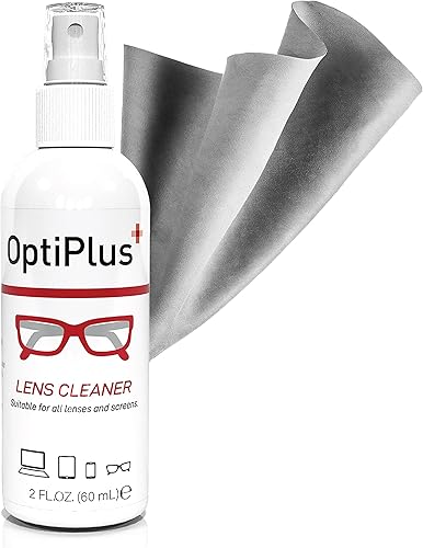 OptiPlus Limpiador de lentes  Kit de pulverización adecuado para limpiar lentes, lentes de lectura, gafas de sol, gafas, escudos y todo tipo de