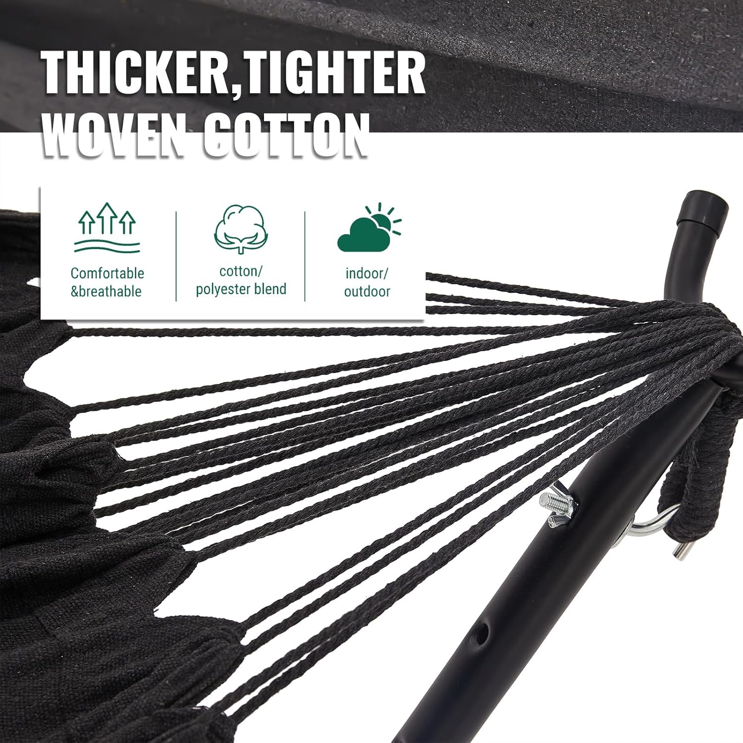 EchoSmile Double Hammock with Detachable Stand - 480 lbs Heavy Duty 2 Person Hammock Adjustable Hooks Indoor Outdoor Stand Hammock Durable Steel Frame - Gray