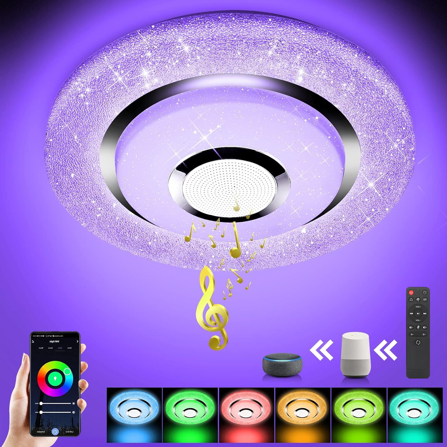 OTREN Plafón Led Techo, 3600LM RGB Lampara Techo Regulable con Remoto y Control de APP, Compatible con Alexa Google Home para Dormitorio, Salon, Cocina