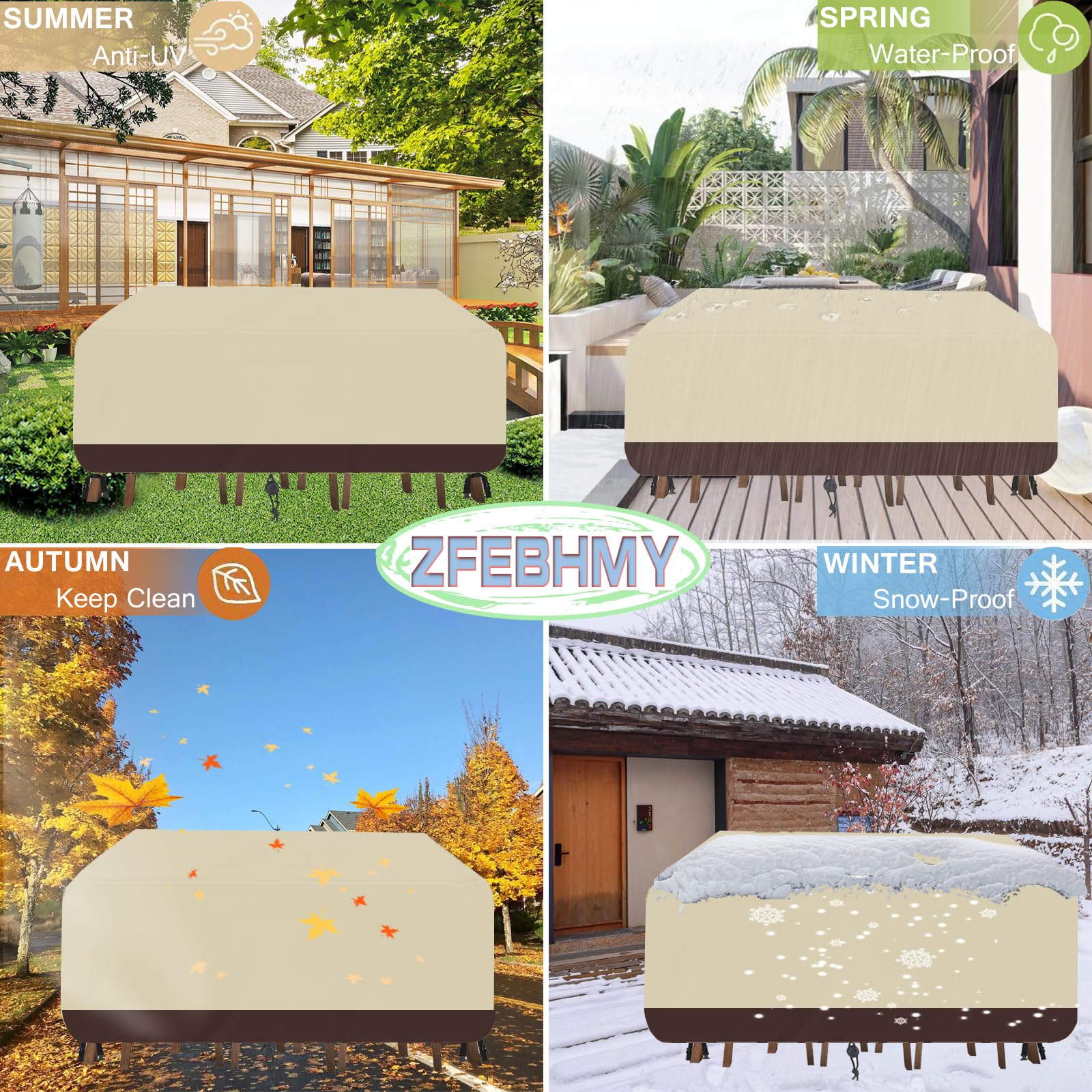Funda Impermeable Para Muebles De Jardín - Tela Oxford 420D Anti-UV | Cubre Mesa Y 2 Sillas 124x63x80 Cm