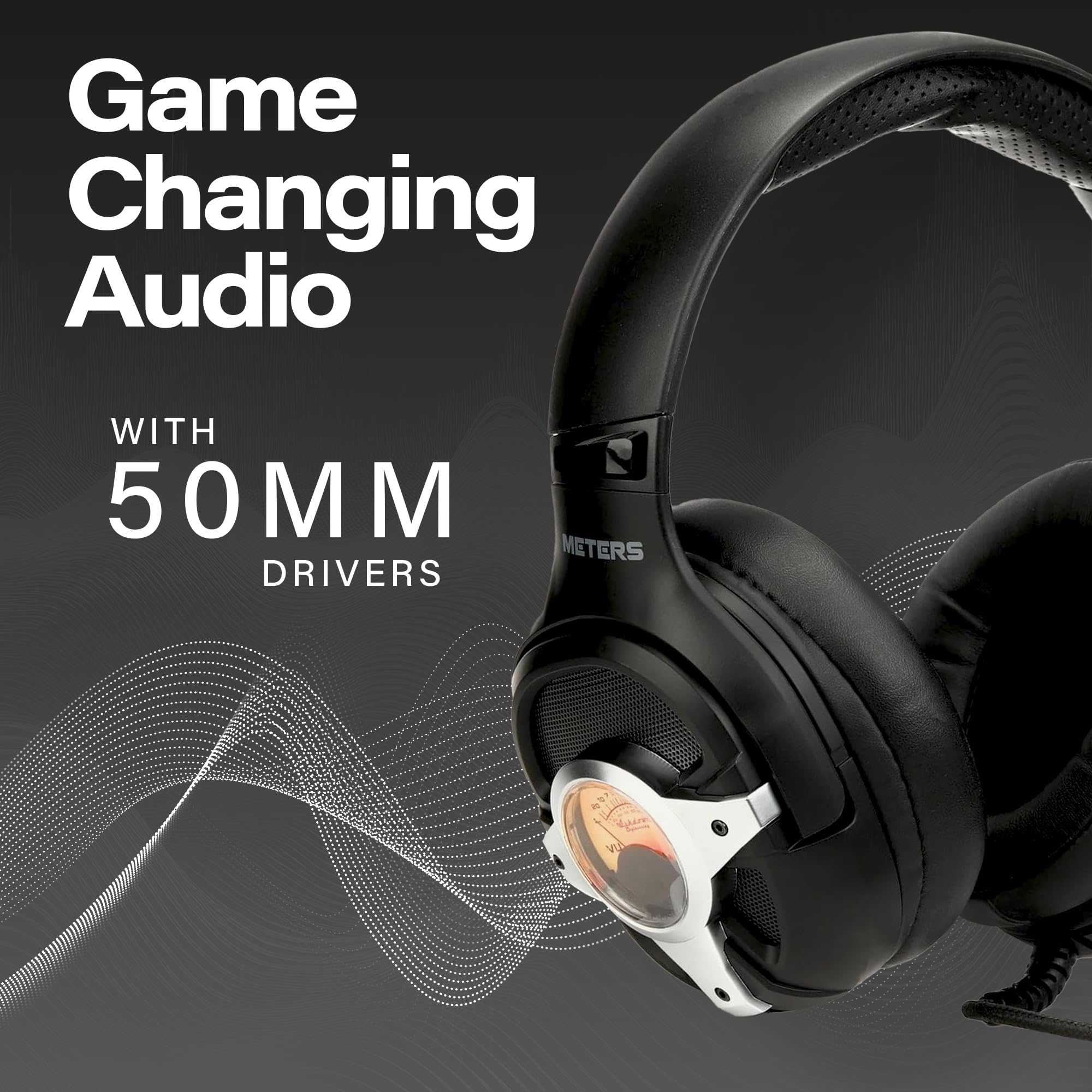 Meters M-LEVEL-UP, cuffie da gioco, suono surround 7.1, microfono staccabile, potenti driver da 50 mm, telecomando in linea, RGB personalizzato luminoso e VU unico, compatibile con PC, PS4 e Xbox