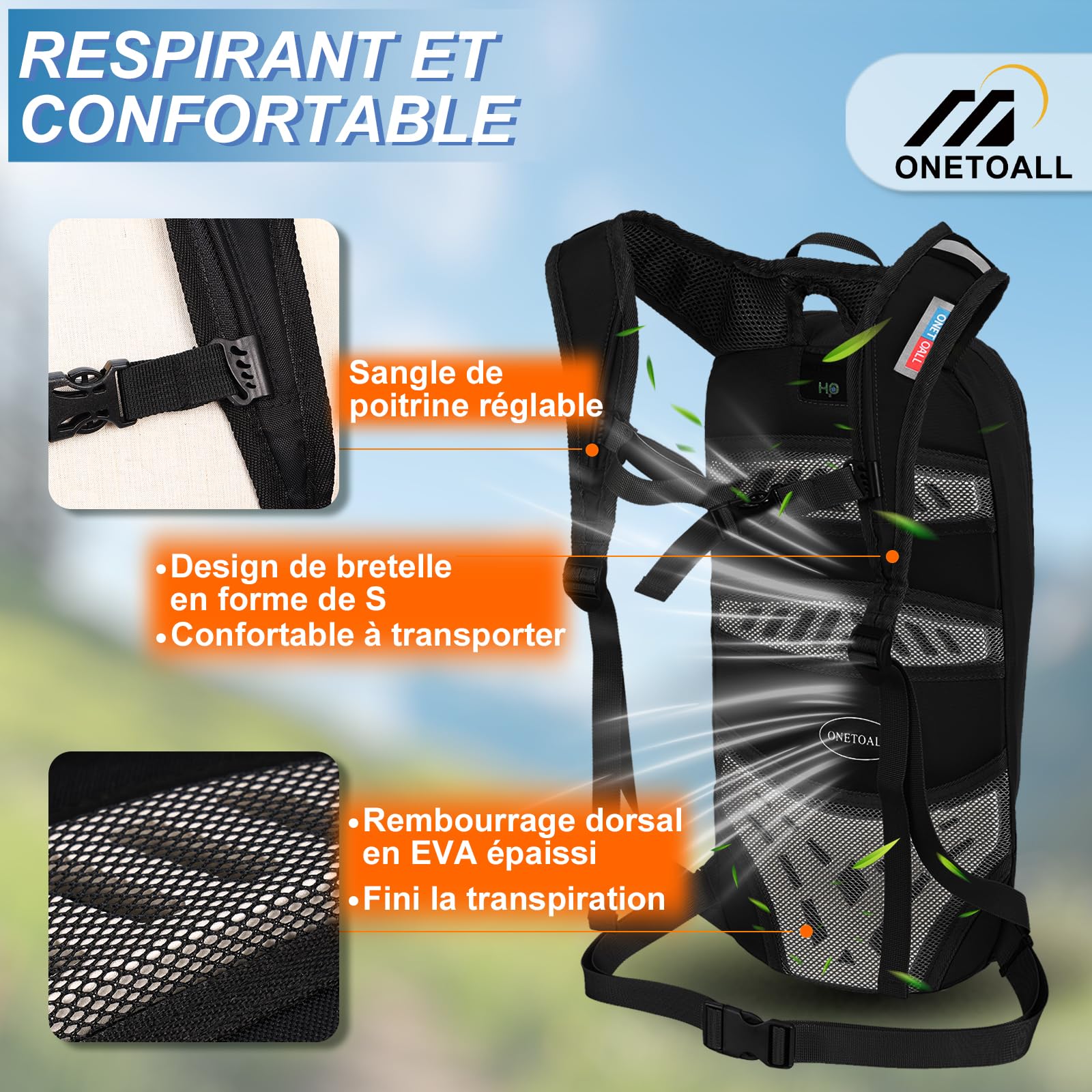 LOCAL LION Sac à Dos Vélo 6L, Petit Sac à Dos Ski Sac Vtt Homme Femme pour Randonnée Moto Cyclisme Sport Voyage Course Ultraléger Respirable