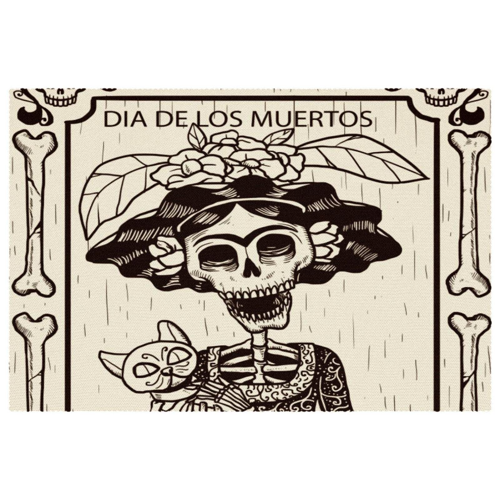 Sets de table chat Jour des morts lot de 6 tapis de table 30x45 cm