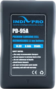 IndiPRO Compact Series 95Wh 14.8V Gold Mount Li-Ion Battery | Maximum 10A Continuous Draw | Single 14.8V D-Tap Output| 4-LED Power Gauge | Designed for Pro Video Cameras & Lights