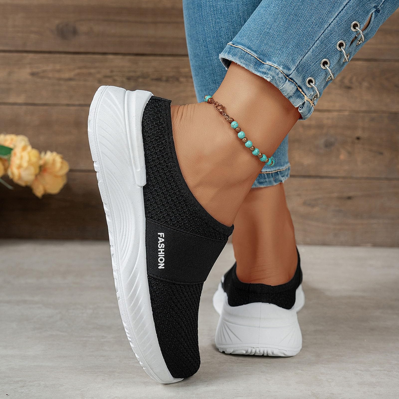 Mules et Sabots Femme en Mesh Respirante, Basket sans Lacet Femme Legere Talon Ouvert, Slip on à Enfiler, Sandales Bout Fermé Rond, Semelle Épaisse Orthopédique | Été, Extérieur, Quotidienne