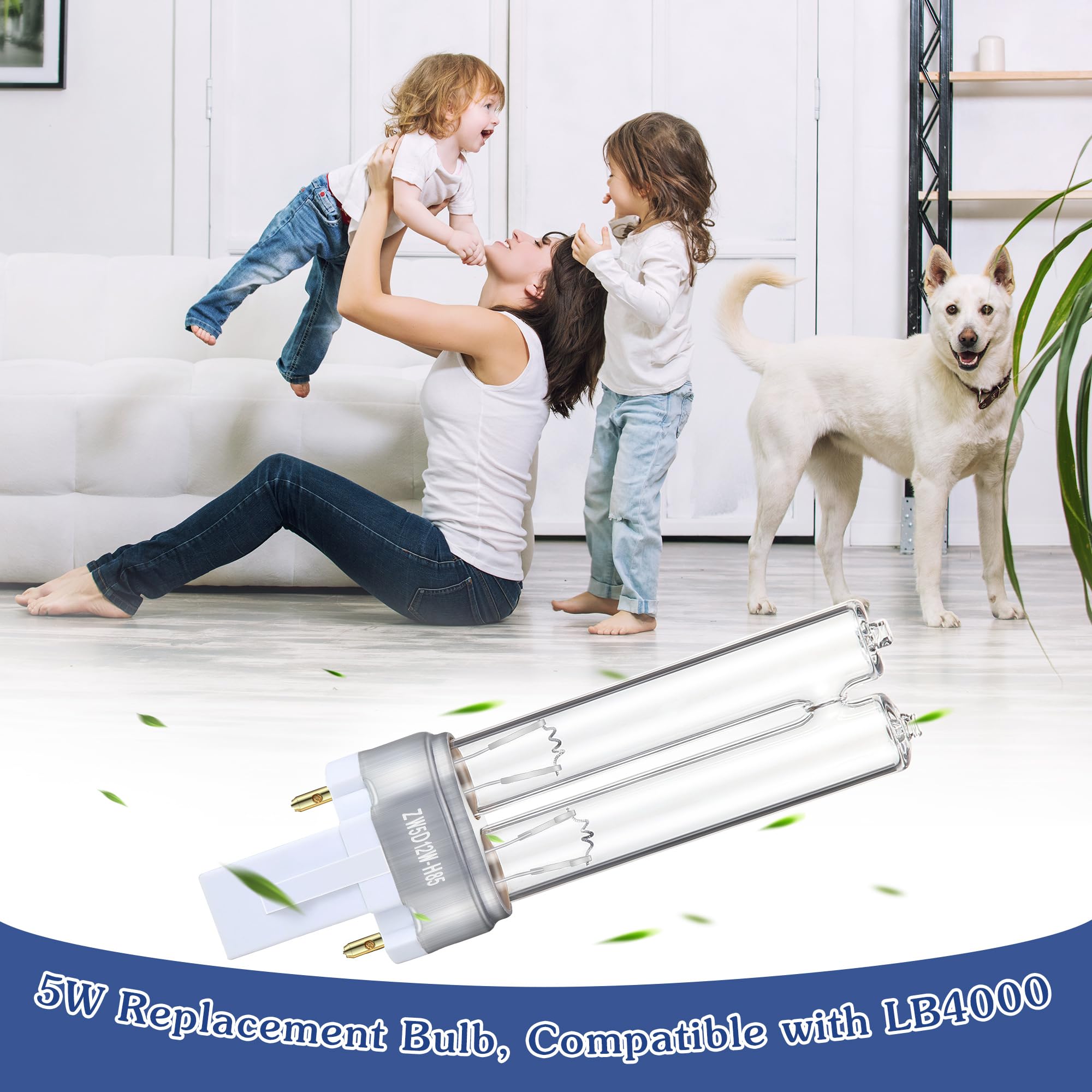 LB4000 Lot de 4 ampoules UV-C 5 W LB4000 compatibles avec les modèles Germ Guardian AC4300BPTCA AC4825 AC4850 AC4850PT AC4900 AC4900CA AC5300B AC5350B AC5350