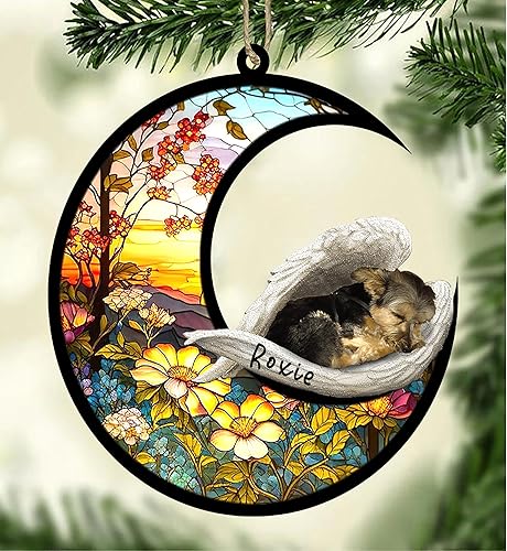 Miniatura 272 de Chow Chow Dog Memorial Suncatcher, adorno de Navidad Chow Chow con nombre, atrapador de pérdida de mascotas, regalos para los amantes de los perros