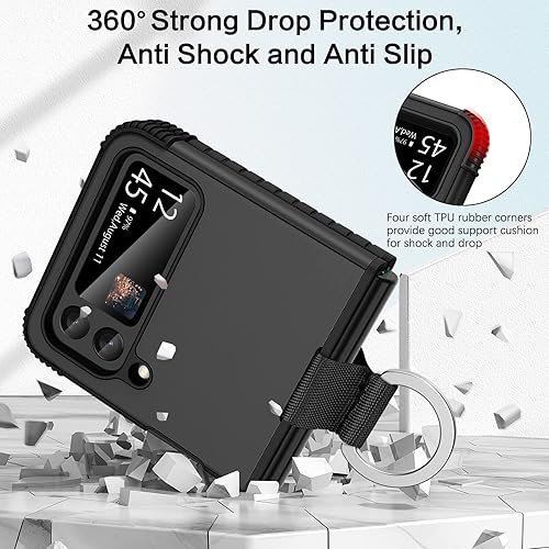 Miniatura 3 de BENTOBEN Funda para Galaxy Z Flip 3 5G, protección resistente 2 en 1 a prueba de golpes, funda resistente con anillo, pantalla de 6.7 pulgadas,