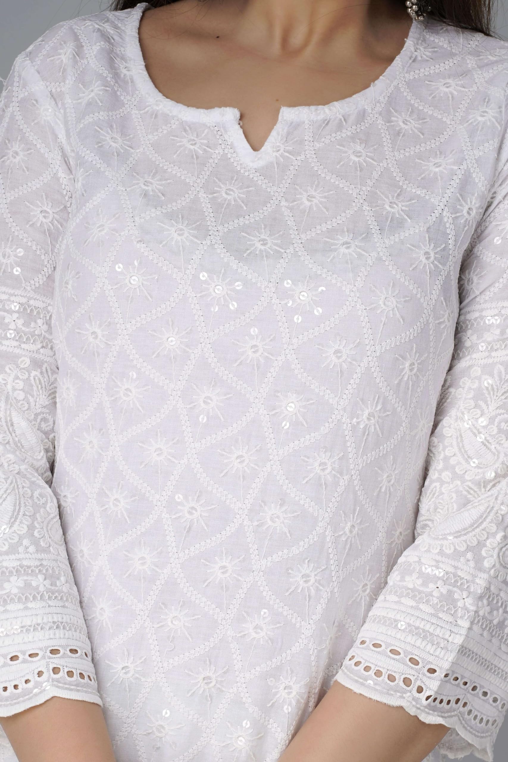 Chikankari Baumwolle Indian Kurtis für Frauen Sommer Kleider Tunika Top Hose Set Pakistanische Salwar Kameez Anzug Set