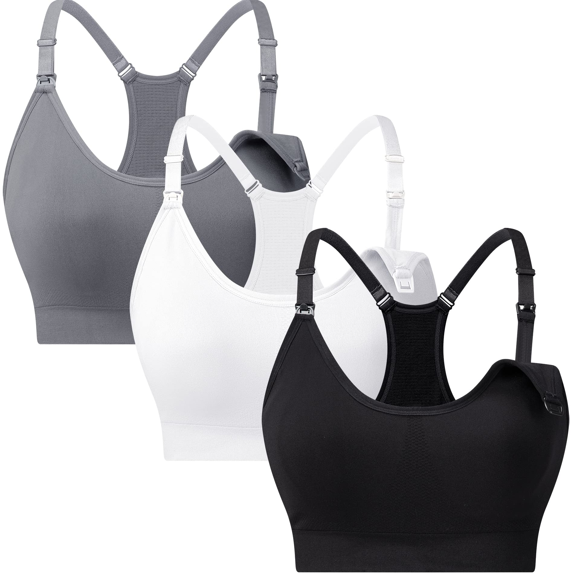 Suekaphin 3 Pack Sports Nursing Bra for Breastfeeding Supportive Bralette Pregnancy Maternity Wirefree Support for WomenOEKO-TEX STANDARD 100
