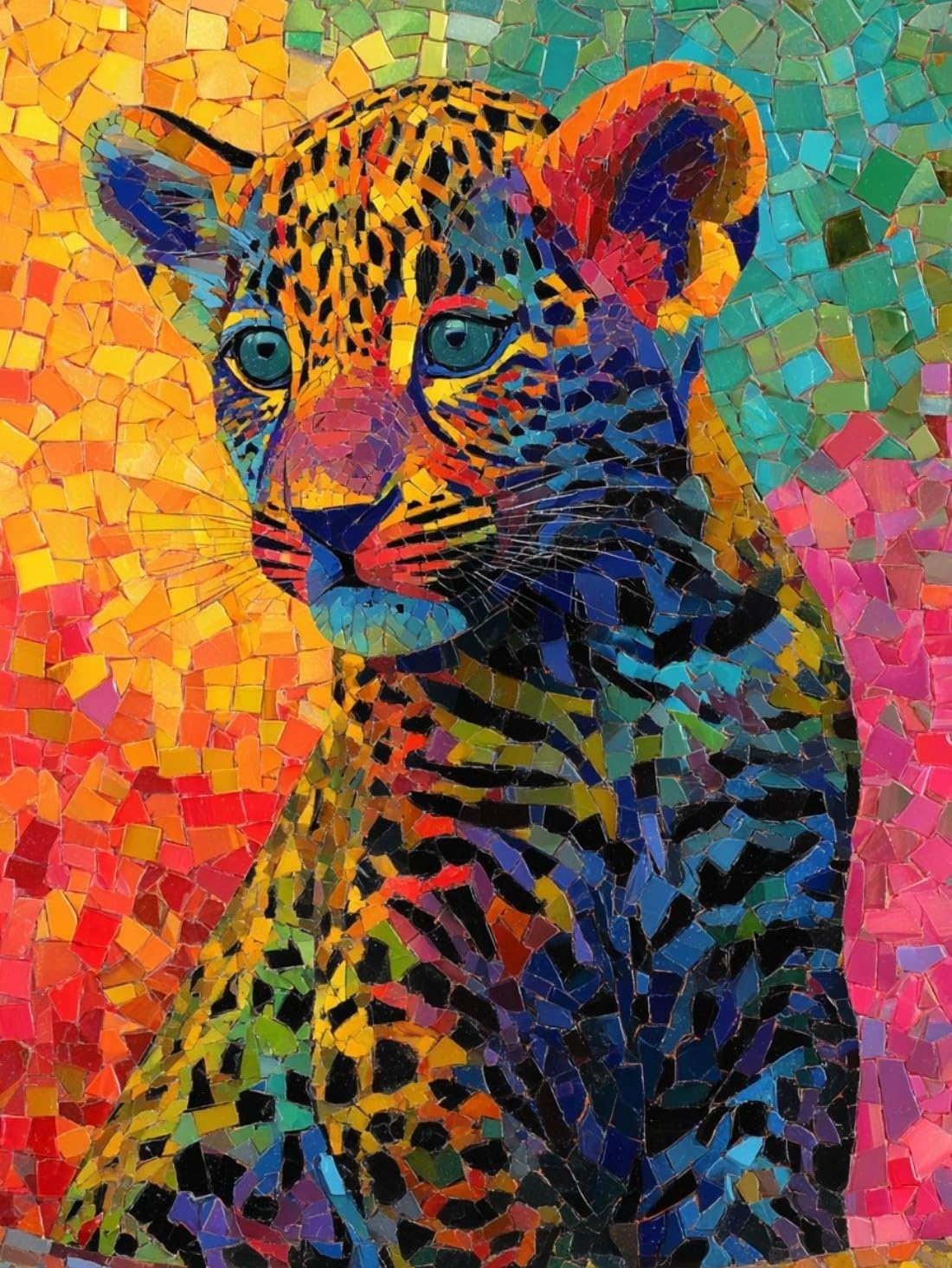 WANGWANGMIAO Paint by Numbers for Adults Beginner,Colorful Leopard Acrylic Painting by Number Kits on Canvas for Home Wall Decor Gift 16x20 Inch，with Frame