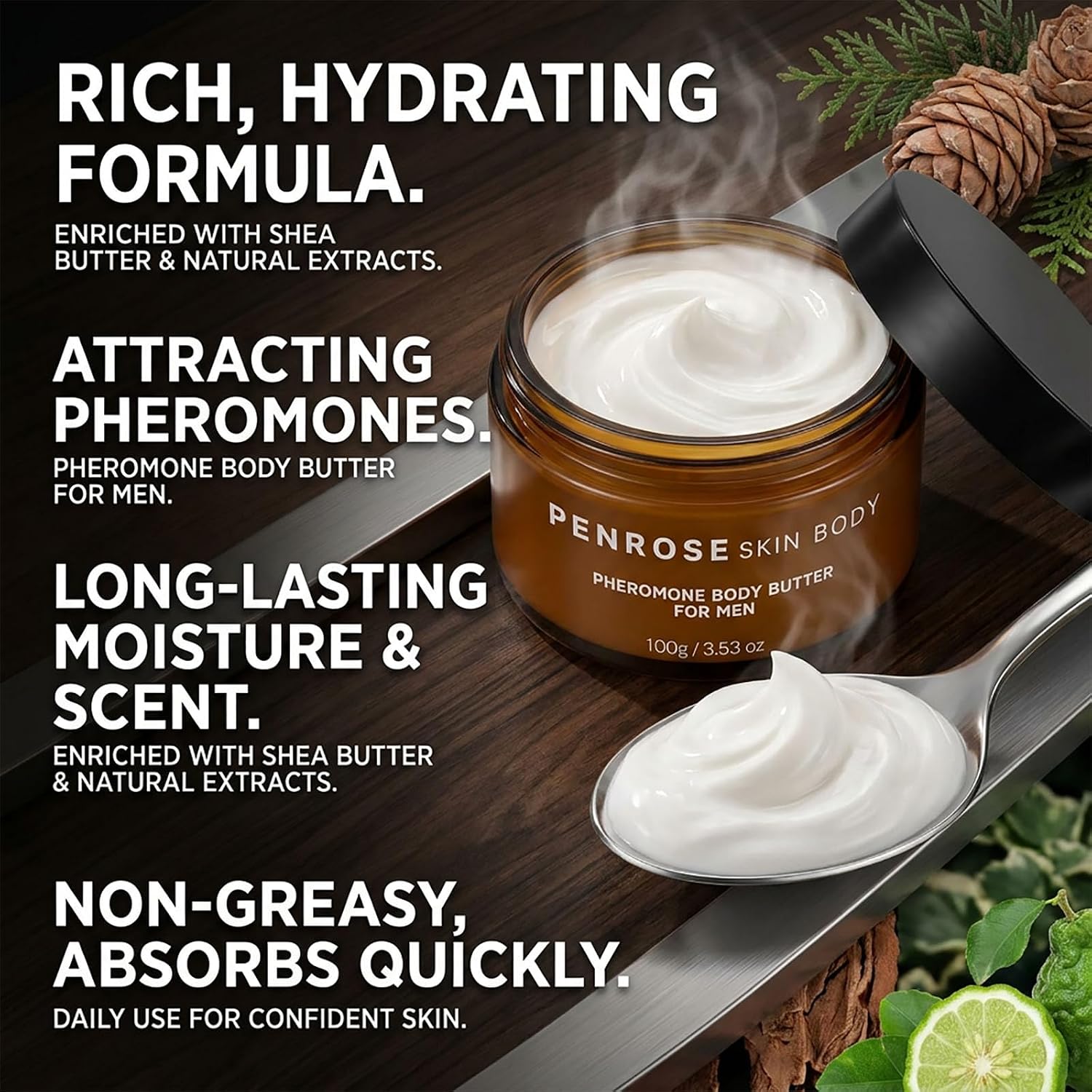 Skin Body Butter for Men, Moisturizing Body Cream,Non-greasy Body Butter