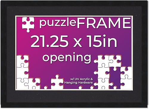Miniatura 58 de Poster Palooza 16x20 Jigsaw Puzzle Frame Kit - Kit Includes Puzzle Glue Sheets, Black Wood Puzzle Frame with White Mat, UV Acrylic, Backing, Hanging