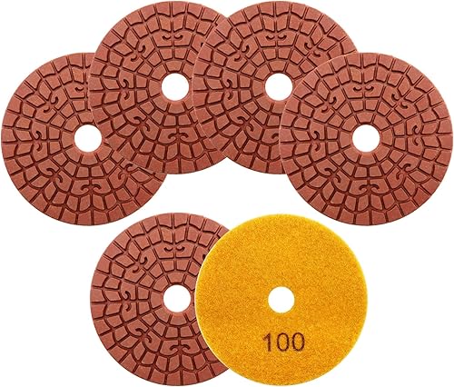 Miniatura 7 de Almohadilla de pulido de diamante, 6 unidades de 4 pulgadas (# 50 x 2, 100 x 2, 200 x 1, 400 x 1) Almohadillas de pulido de diamante húmedo con