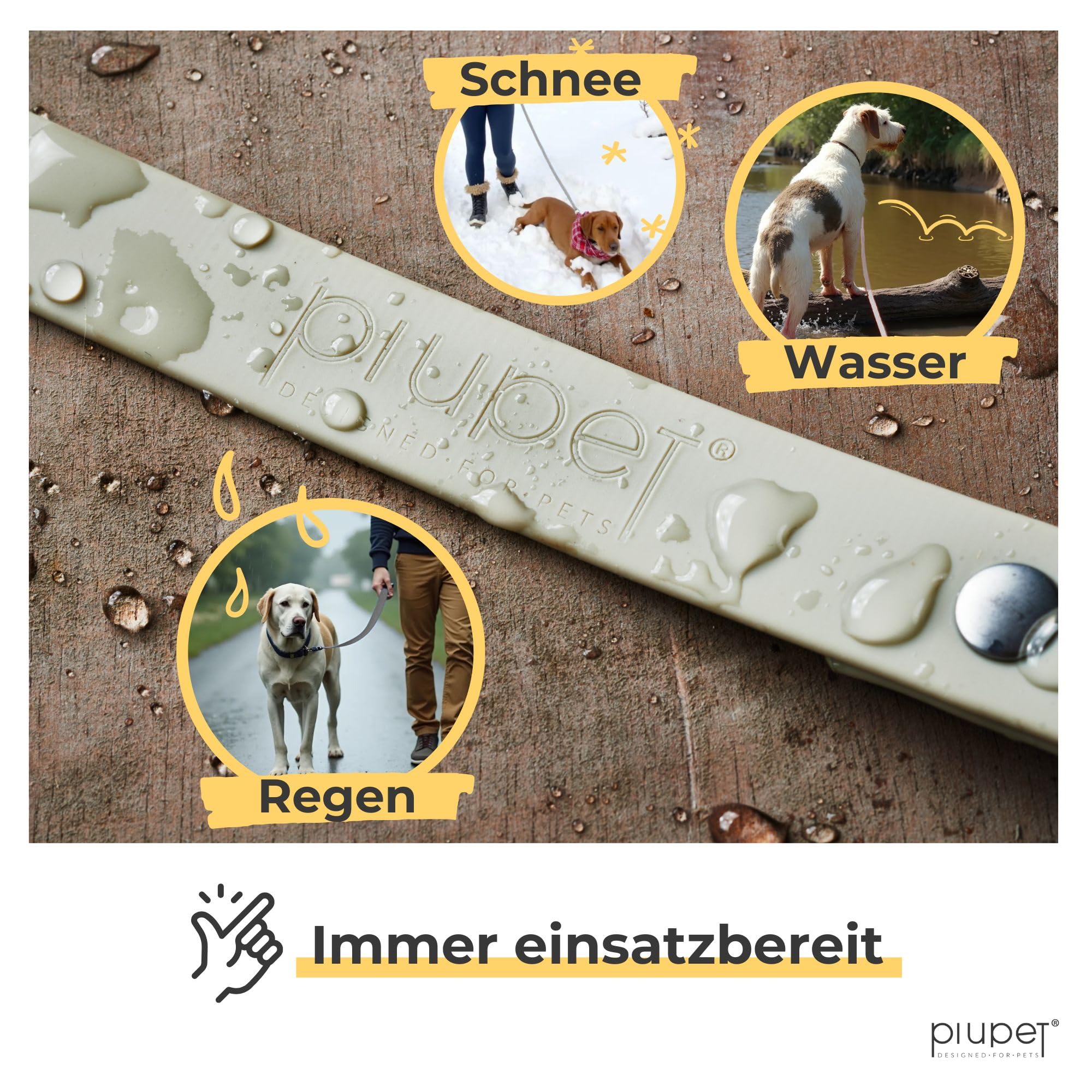 PiuPet® Schleppleine für Hunde 5m I 10m I 20m I Wasserabweisend I Hundeleine I Leine Hund I Hunde Schleppleine I Hundezubehör | Grau