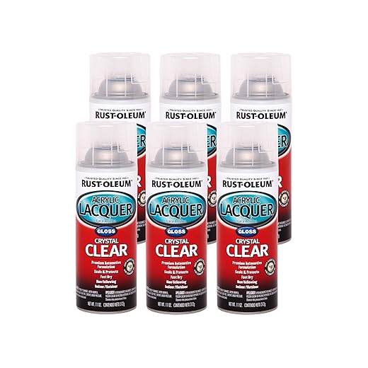 Rust-Oleum Automotive 253366 Acrylic Lacquer Spray, 11 oz, Gloss Clear, (6 Pack)