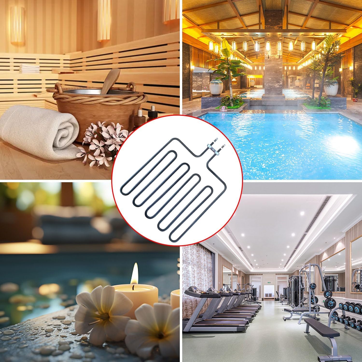 2PCS Varilla Calefactora 3000 W para Estufa de Sauna, Elemento Calefactor de Sauna, Elemento para Estufas de Sauna Acero Inoxidable, para Saunas, Clubes, Spas, Hoteles