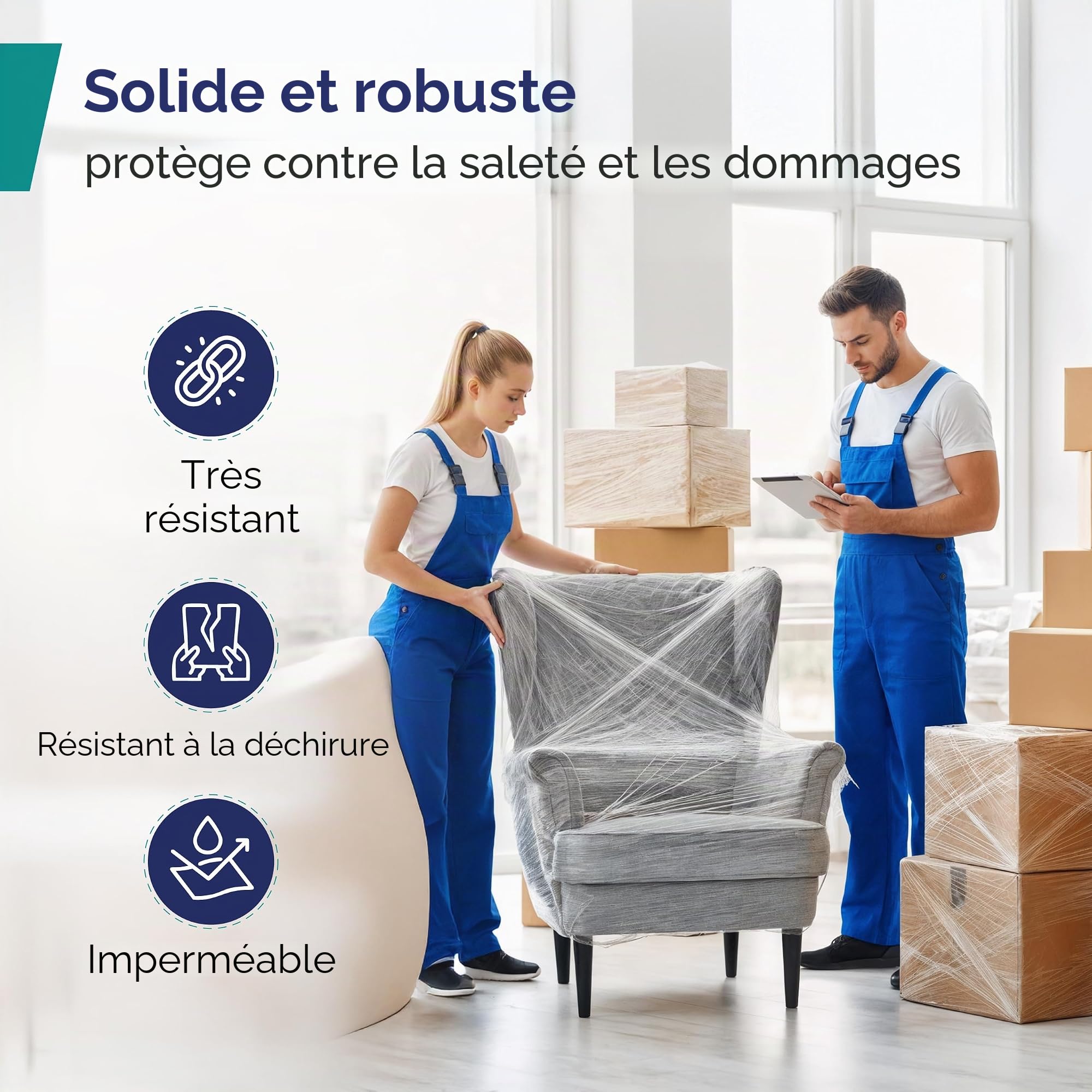 Film Étirable Transparent à la Main Inoverse 6 Rouleaux 40 cm 900 g pour Déménagement