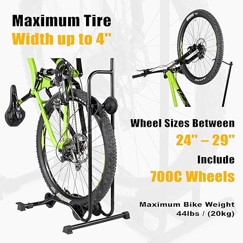 Miniatura 2 de CyclingDeal Soporte vertical para bicicleta  Estante de estacionamiento de piso ajustable vertical y horizontal de alta calidad para bicicletas