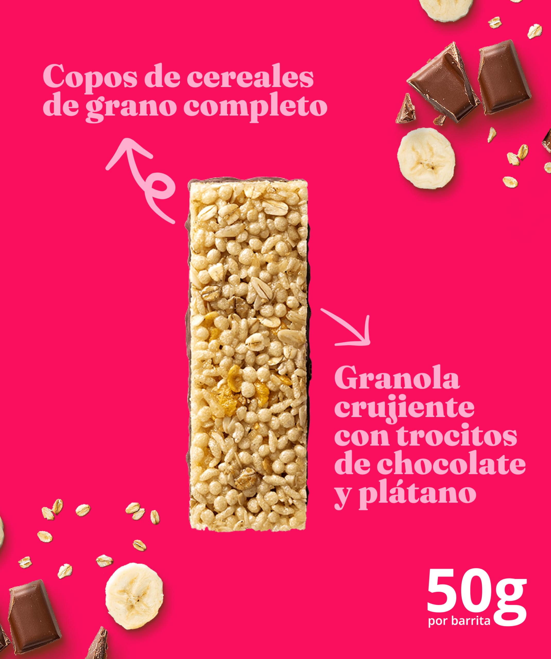 Corny Big, Barrita Sin Azúcares Añadidos Sabor Chocolate Banana, Más Grande, Sabor Intenso, Textura Crujiente, Pack 24x50g