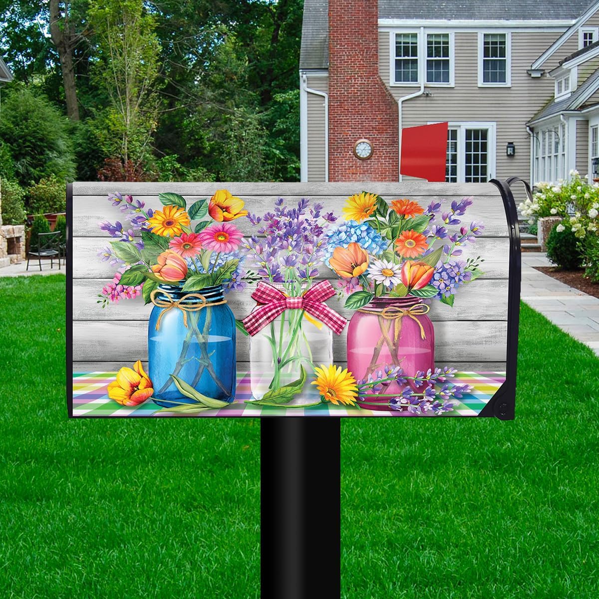 Briarwood Lane Spring Floral Jars Rustic Mailbox Cover