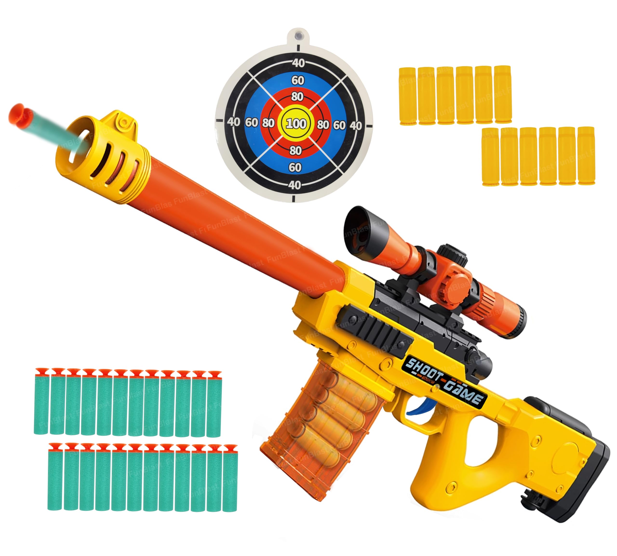 FunBlast Sniper Riffle Toy Gun - Target Shooting Gun Toy with 24 Foam Bullets and 10 Cartridge Case, Pretend Play Toys for Kids, Role Play Toys for 3+ Years Boys Girls Children (Random Color) (B0CYH7CRR7) Amazon Price History, Amazon Price Tracker