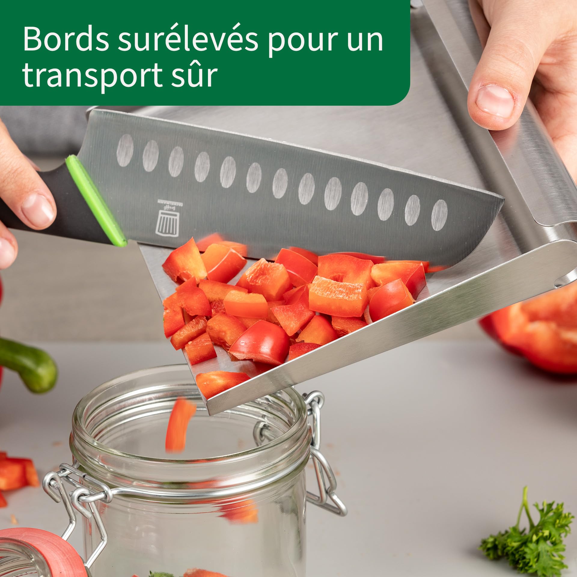 Coupe Pate Ramasse Légumes Inox OWLMATE - Pelle Cuisine Raclette Transport Légumes Coupés