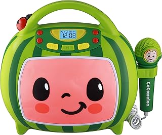 eKids Cocomelon Karaoke Machine with Built-in Cocomelon Songs and Microphone for Kids
