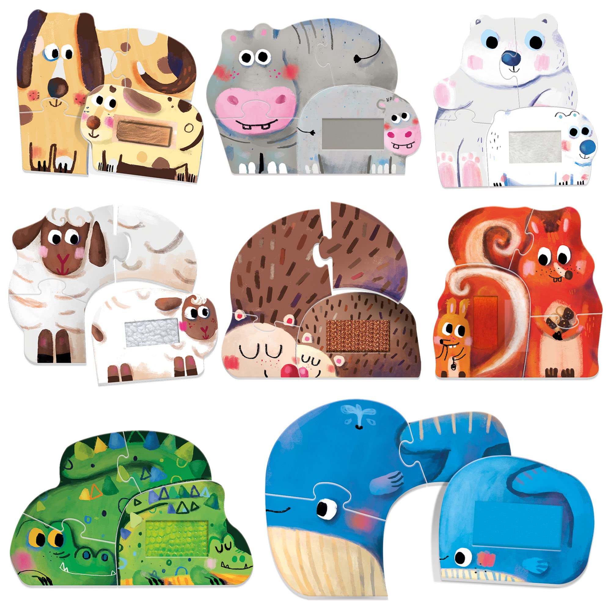 HEADU - 4 Tactile Puzzle Wild - Touche Et Assemble ! | Puzzle Educatifs