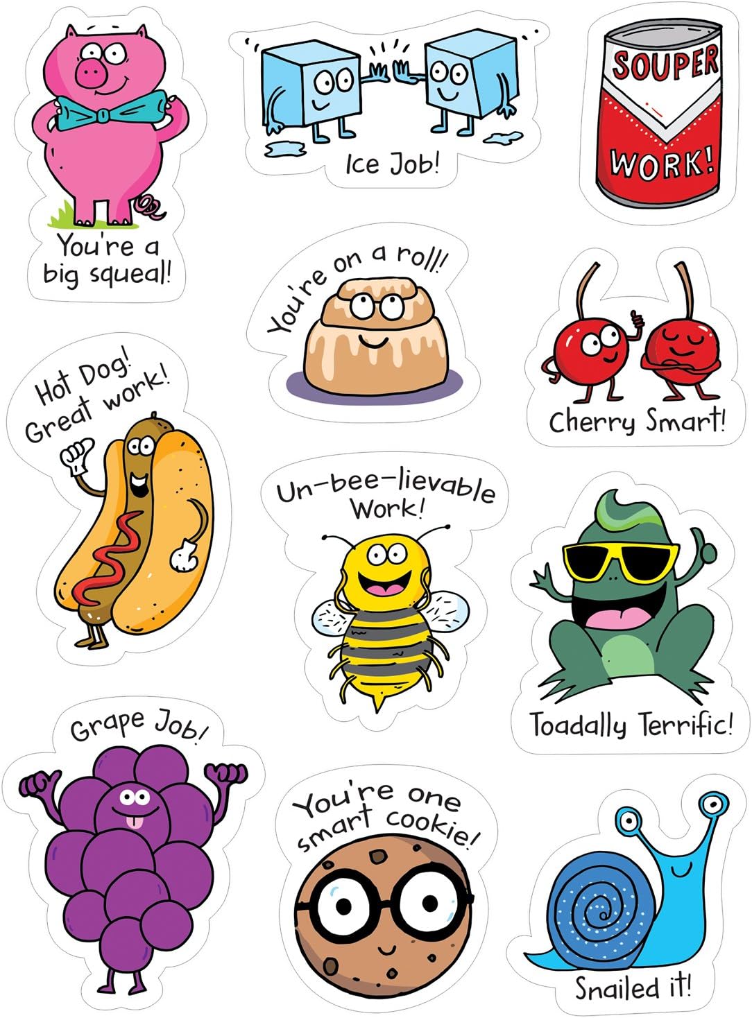 Creative Teaching Press So Much Pun! Punny Rewards Stickers (55 Stickers Per Pack)
