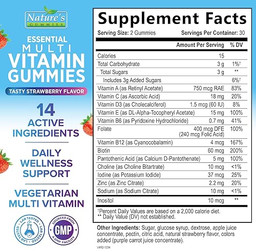 Miniatura 2 de Gomitas multivitamínicas, vitaminas y minerales diarios para adultos para mujeres y hombres con vitaminas A, C, D, E, B12, zinc, suplemento
