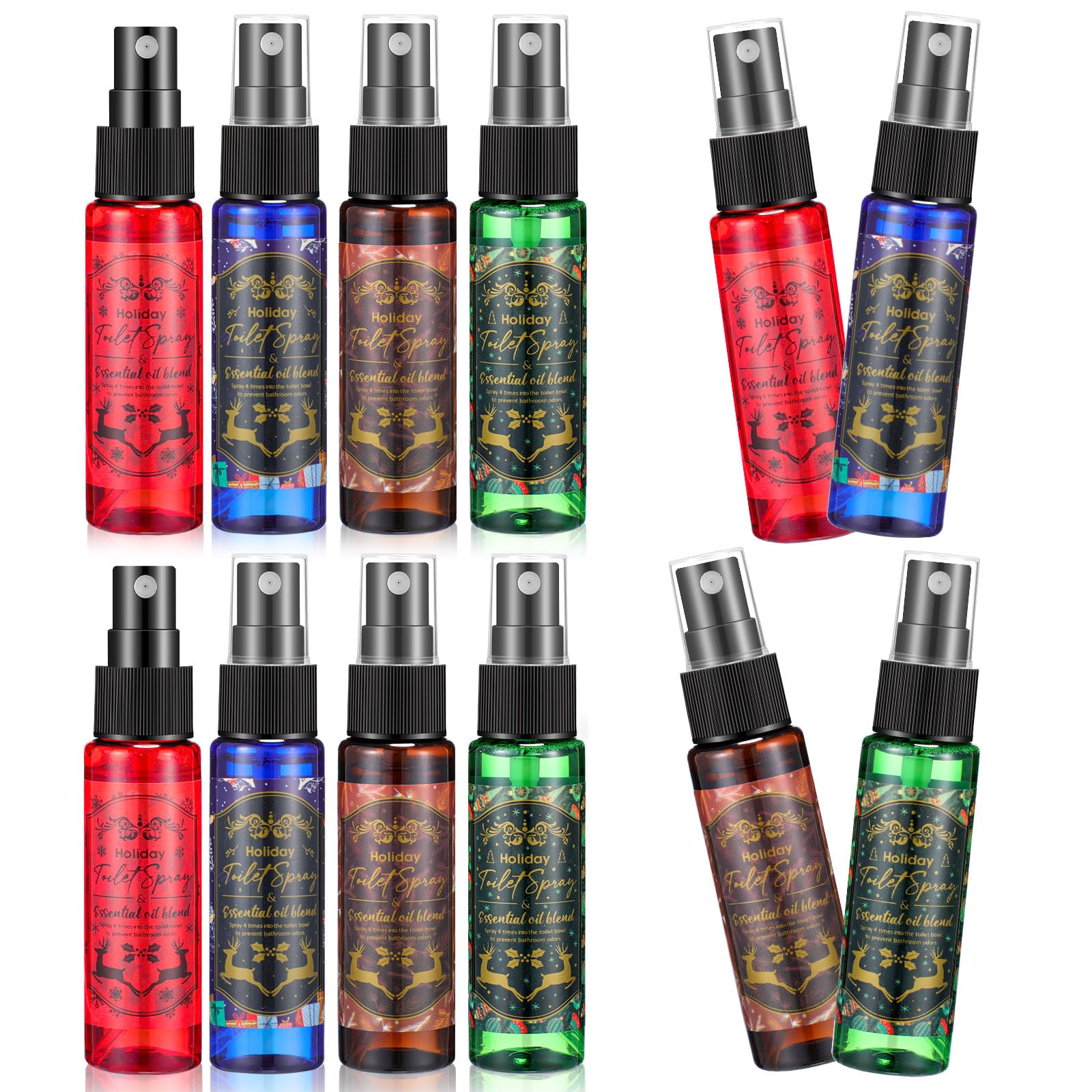 Reallnaive 12 Pcs Christmas Toilet Poop Spray 1 oz Mini Size, 4 Scents