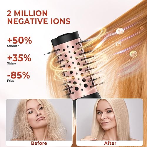 Miniatura 3 de Cepillo de secado de pelo giratorio 2 en 1, juego de cepillos térmicos con rotación automática de 360, secado rápido, ajustes de múltiples