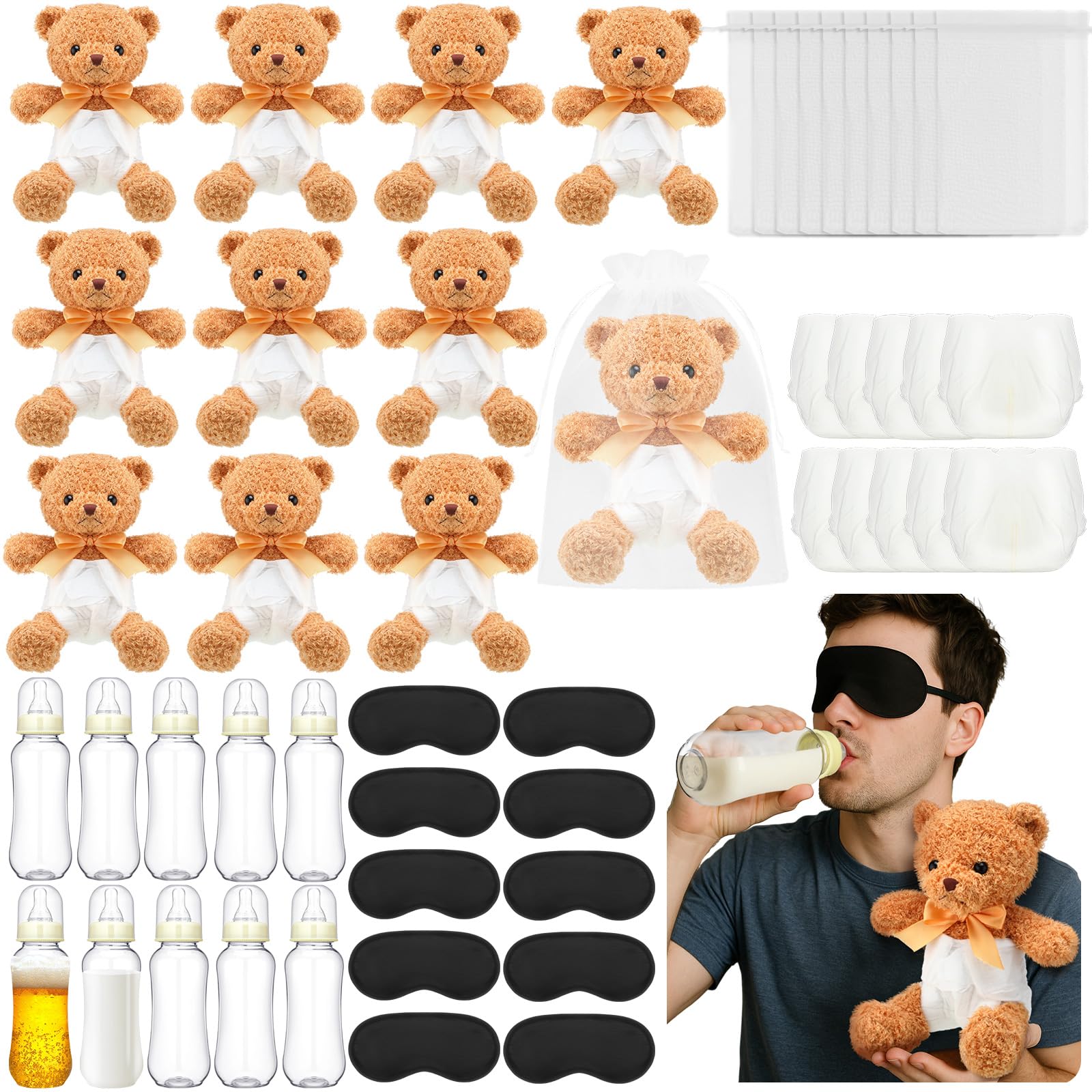 10 Sets Bottle Chug Baby Shower Games Brown Bear