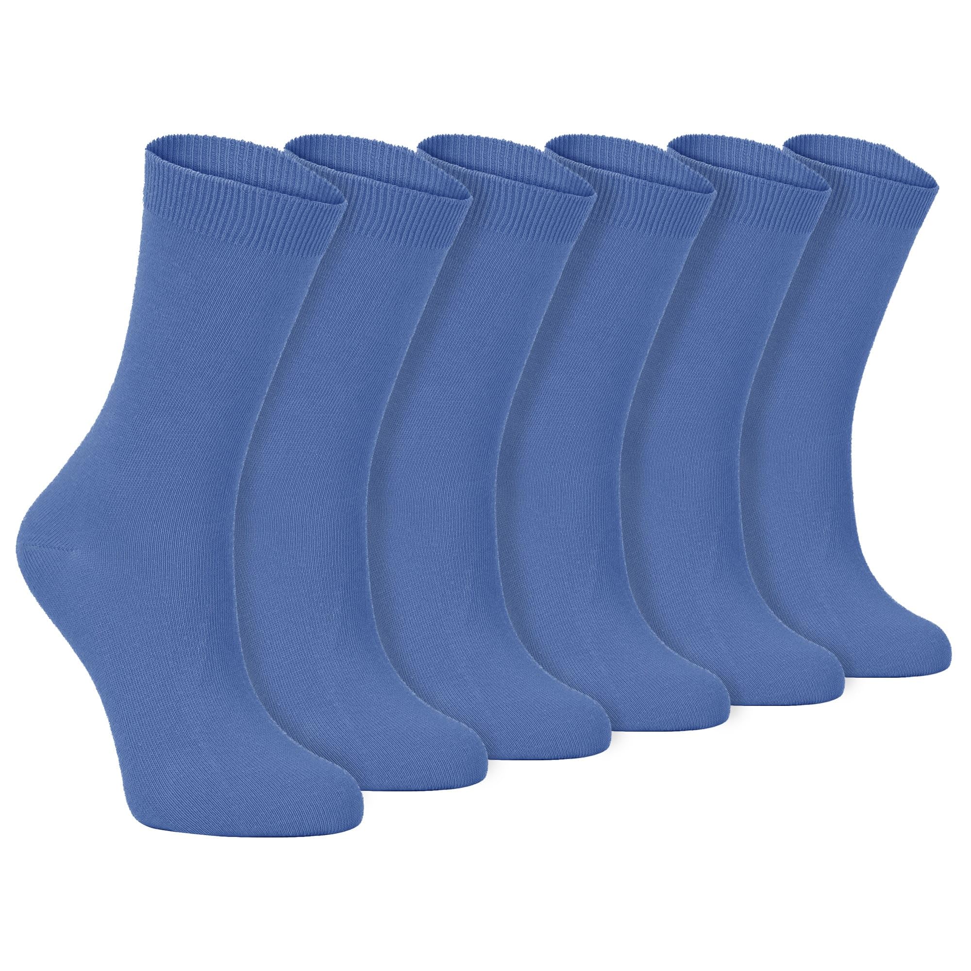 Sock Snob - 6 Pairs Ladies Thin Plain Coloured Cotton Rich Ankle Socks 4-7