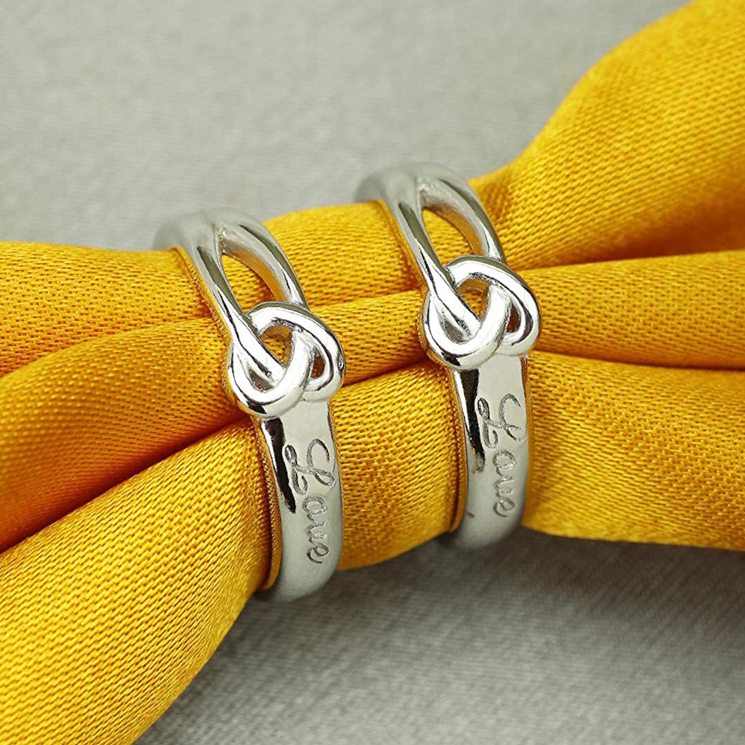 Heart Love Silver Adjustable Couple Finger Ring (FRCO1103116R)